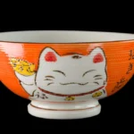 Tigela de arroz kawaii Manekineko verde em cerâmica